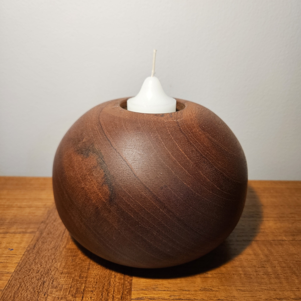 Handcrafted Gaudreau PEI Fine Woodworking Artisan Solid Wood Round Candle Holder